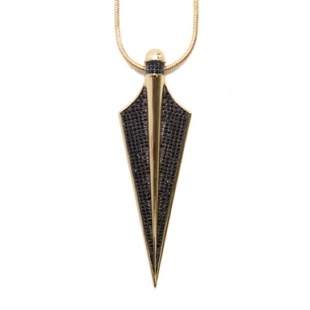 nOir JEWELRY Onatah Pendant Necklace (Gold Black)